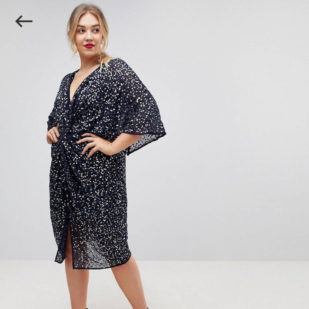 Navy sequin dress.